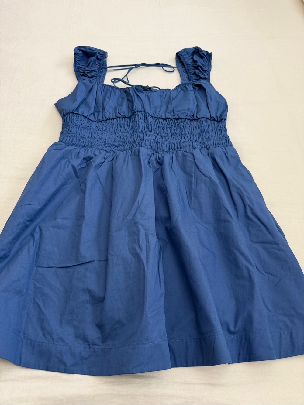 Anthropologie Blue Smocked Mini Dress